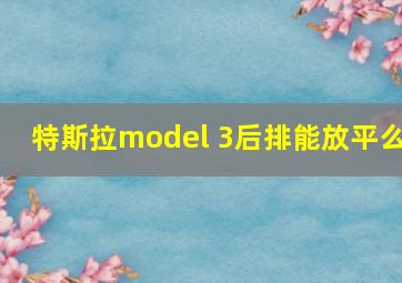 特斯拉model 3后排能放平么